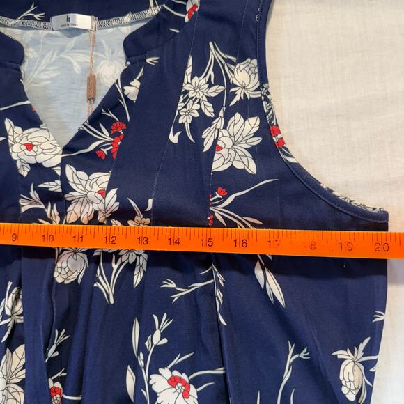 HOTOUCH Floral Casual Dress Pockets Pleated Sundresses V Neck Sleeveless Large - Picture 4 of 8